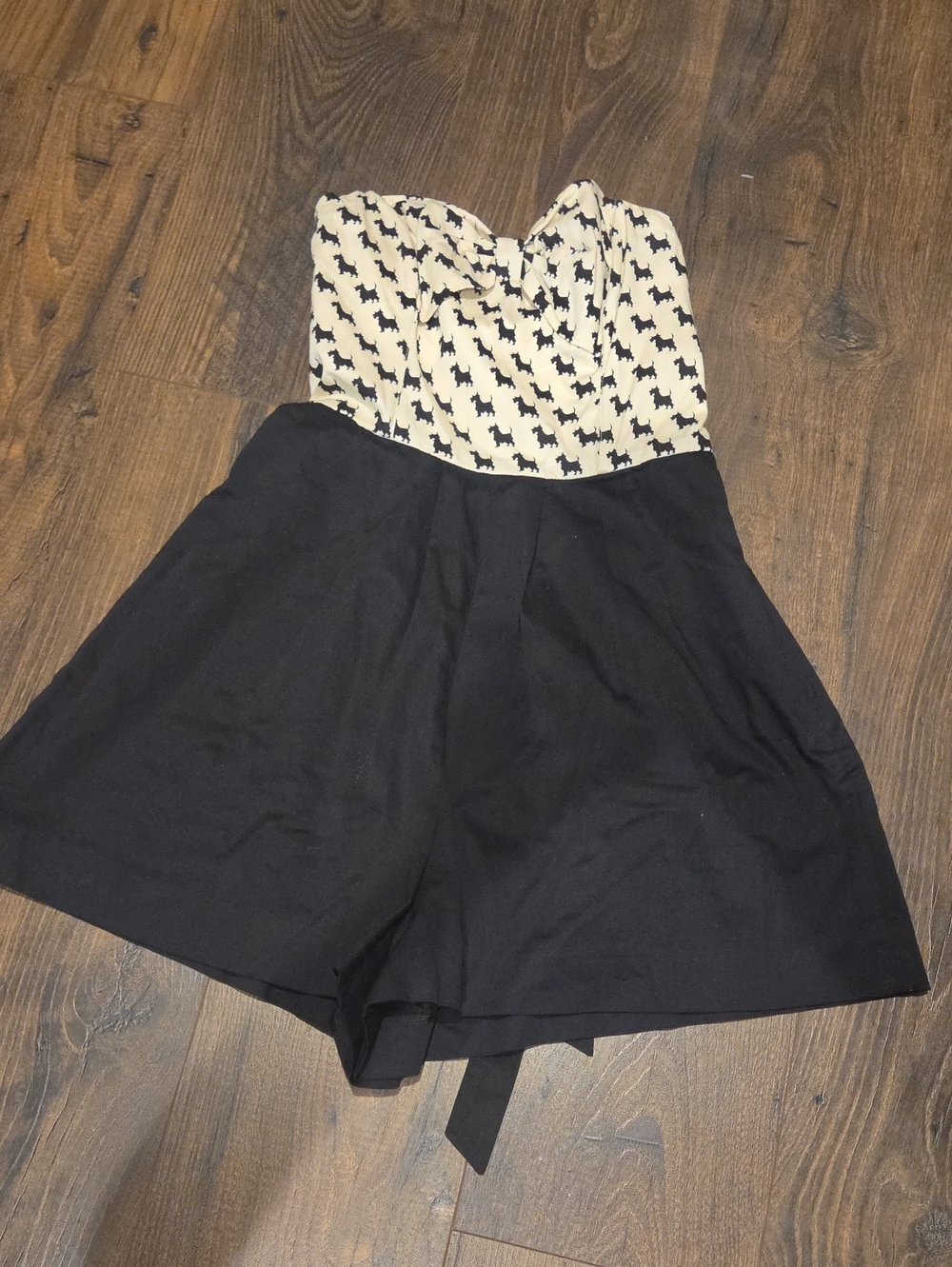 Anthropologie Mauve Terrier Cream Black Strapless Romper Sz 2